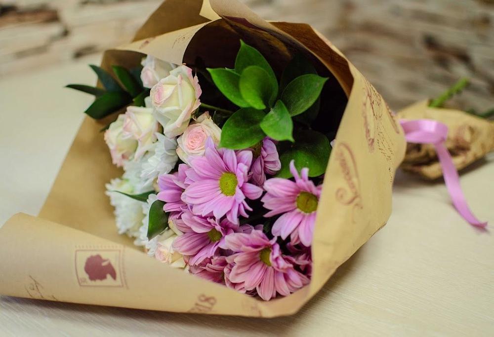 Букет цветов из: Розы и Хризантемы в Глинищево