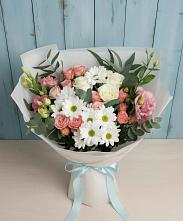 Букет цветов из:  Розы, Лизиантусы и Хризантемы #REPLACE_PRED# Глинищево