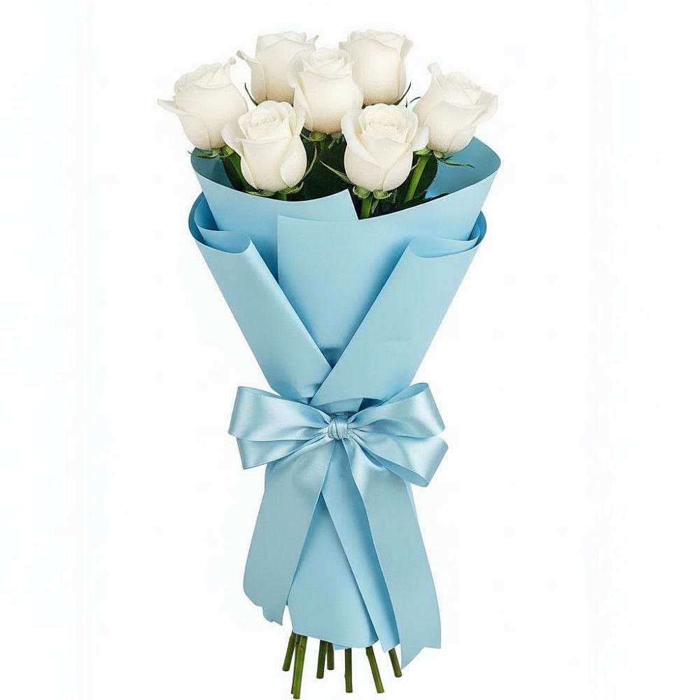 Букет 7 белых роз Проуд в Глинищево