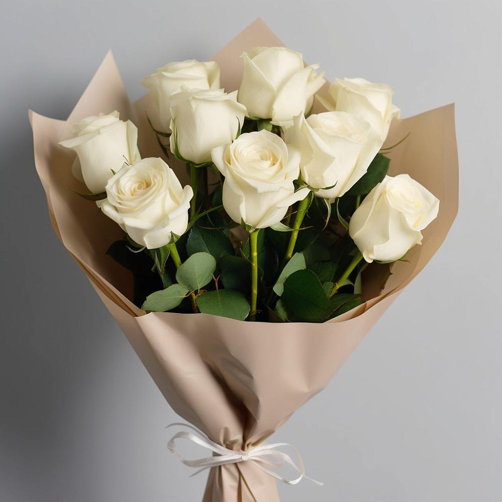 Букет 9 Белых роз Эдлесс Лав в Глинищево