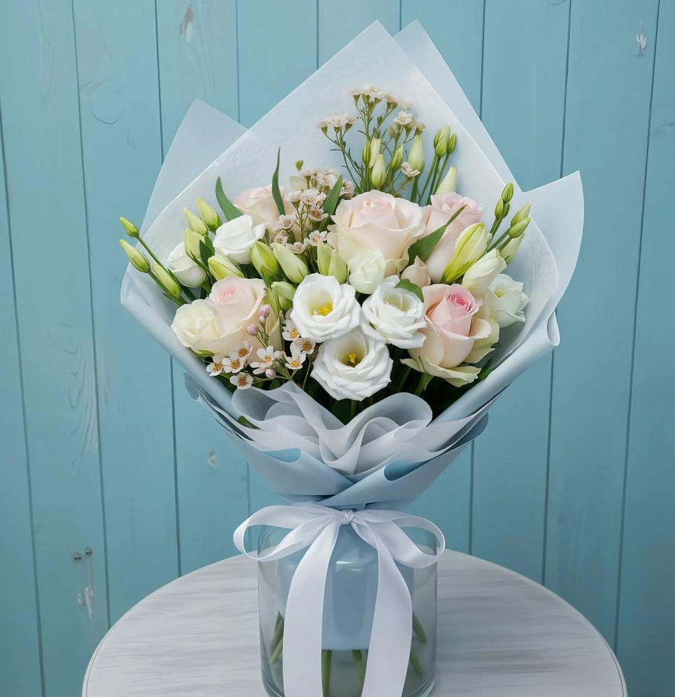 Букет цветов из: Розы и Лизиантусы в Глинищево