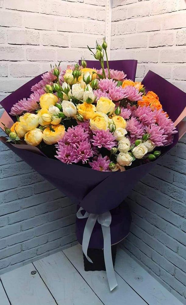 Букет цветов из: Хризантемы и Розы в Глинищево