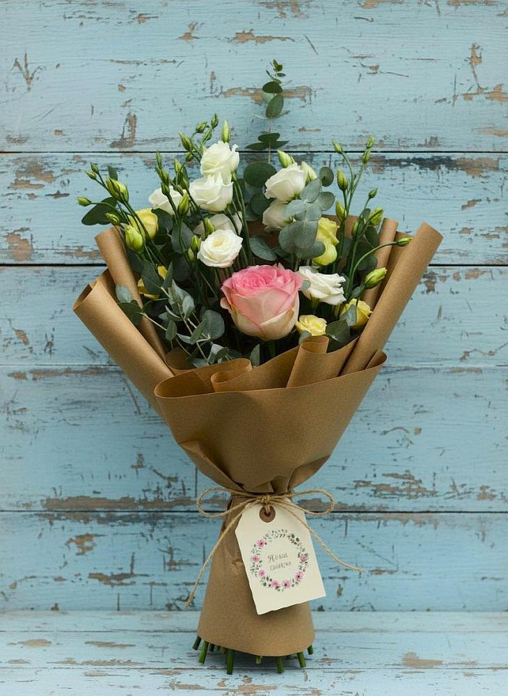 Букет цветов из: Розы и Лизиантусы в Глинищево