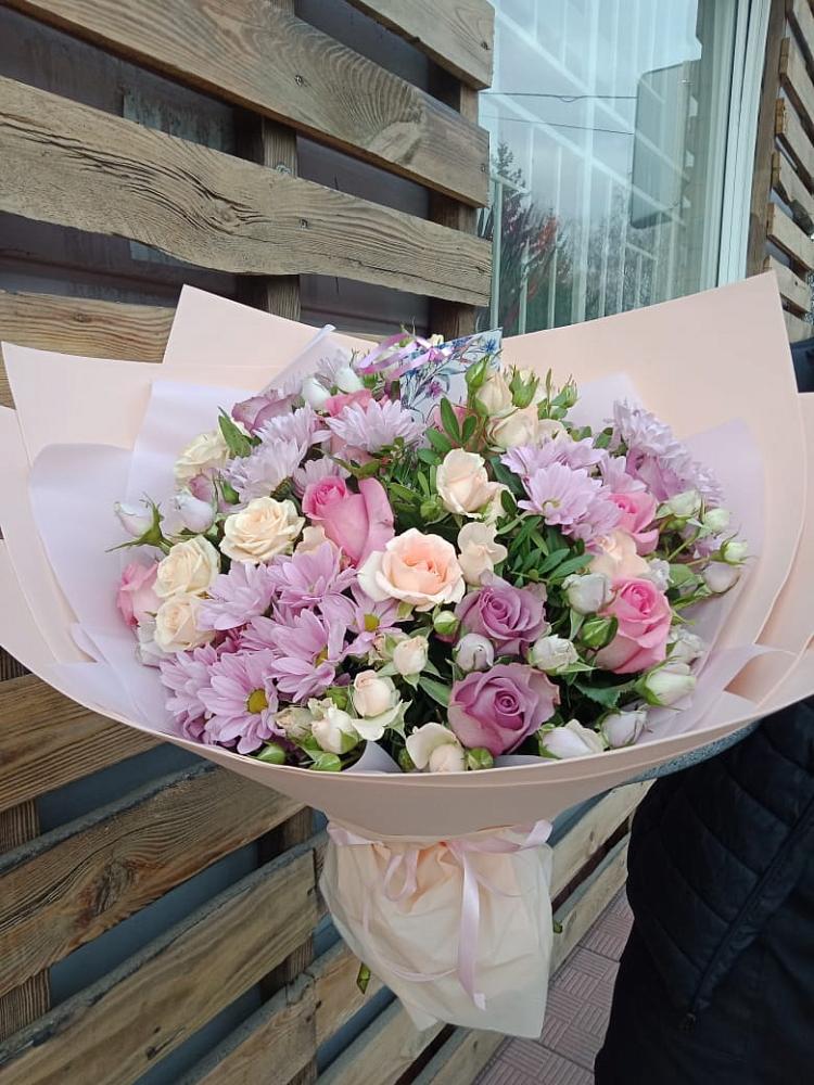 Букет цветов из: Розы и Хризантемы в Глинищево