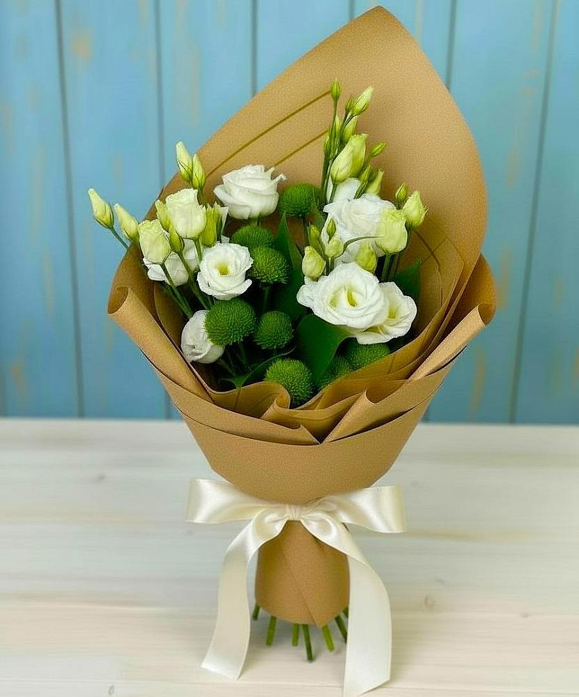 Букет цветов из: Хризантемы и Лизиантусы в Глинищево