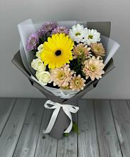 Букет цветов из:  Розы, Герберы и Хризантемы #REPLACE_PRED# Глинищево