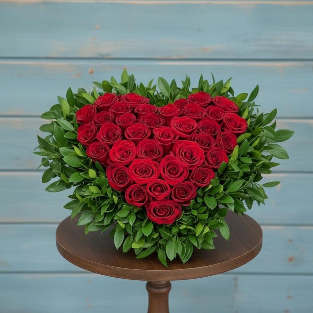 Цветочная композиция из Розы в виде сердца в Глинищево