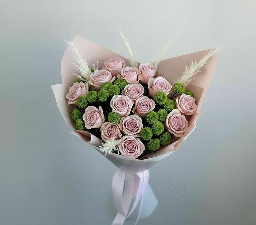 Букет цветов из: Розы и Хризантемы в Глинищево