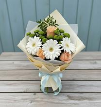 Букет цветов из:  Герберы, Розы и Хризантемы в Глинищево