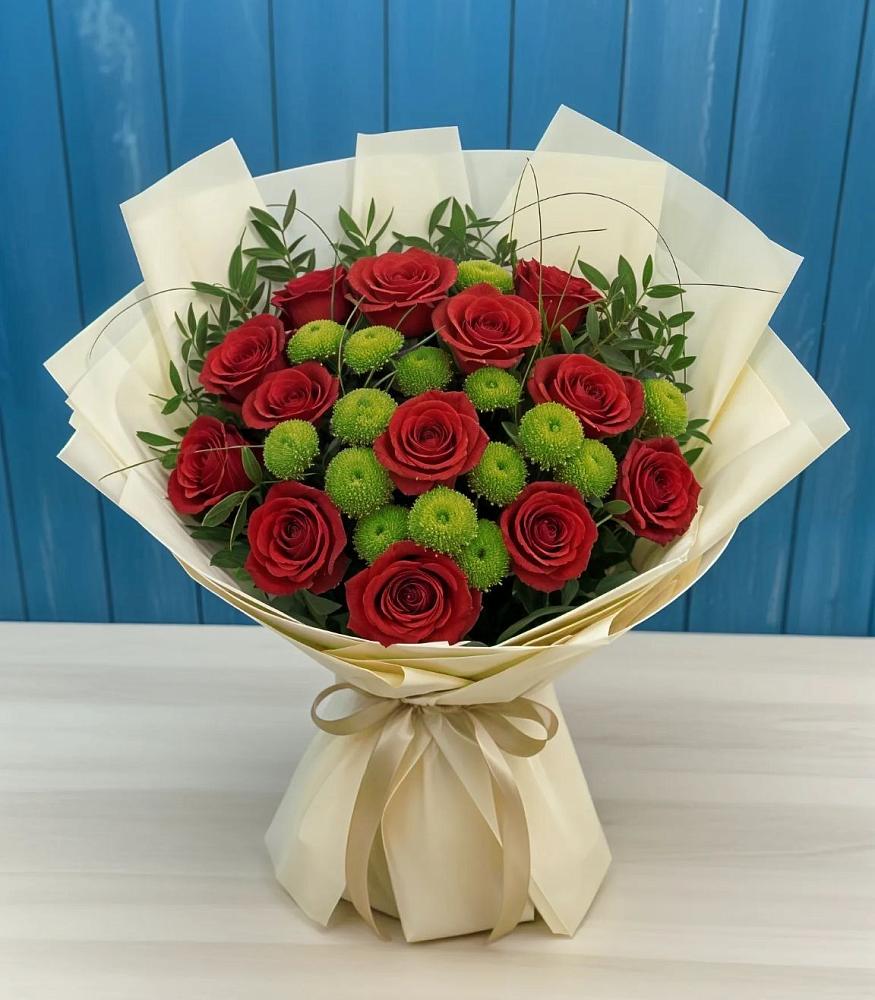 Букет цветов из: Розы и Хризантемы в Глинищево