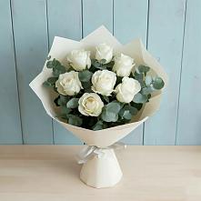 Букет Белые розы в Эвкалипте #REPLACE_PRED# Глинищево